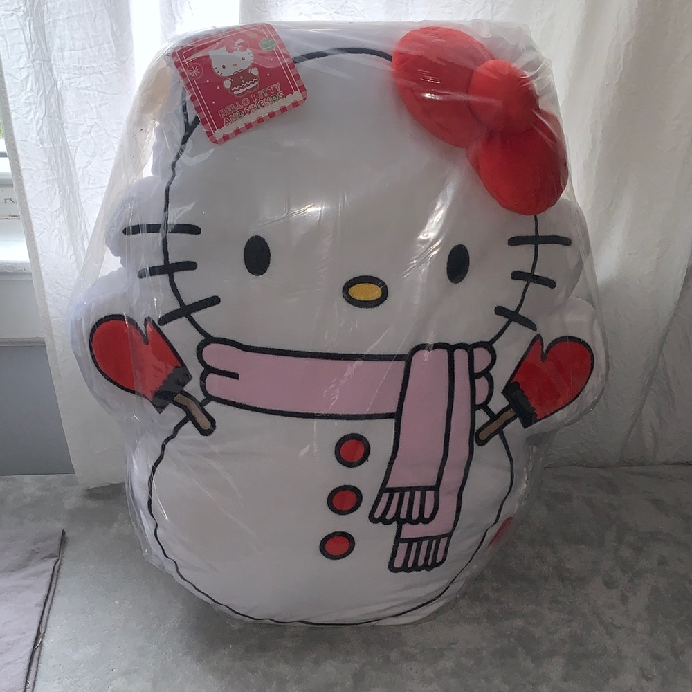 🆕- HUGE Oversized Hello Kitty Snowman with Red Bow Throw Pillow - Picture 4 of 8